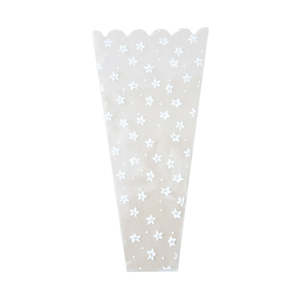 Cello Hoheria Stardust Scallop Top Sleeve 50Lx25TWx10BWcm (30mu) Pk/100 - White