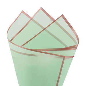 Cello Frost Sheet with Border 60x50cm (53mu) Pk/50 - Light Green/Rose Gold