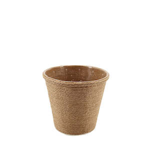 Oceans Boxes Bags: Seagrass Look Pot Cover 16TWx10.5BWx14.5Hcm - Natural
