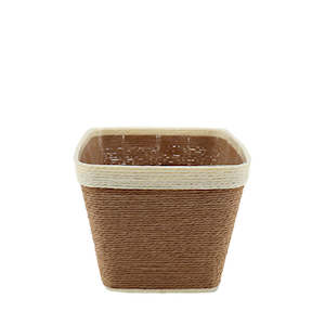 Seagrass Look Pot Cover 18.5Sqx14.5Hcm - Natural/White