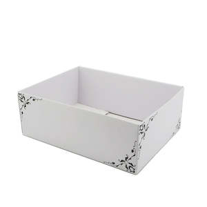 Oceans Boxes Bags: Border Design Hamper Box Med 34Lx26Wx12Hcm Pk/10 – White/Charcoal