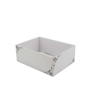 Border Design Hamper Box Small 25Lx19Wx9.6Hcm Pk/10 - White/Charcoal