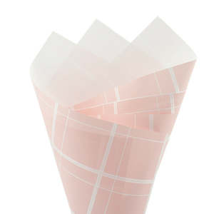 Oceans Fabric Floral Wrap: Pearlwrap Cross Sheet 60cmx50cm (65mu) Pk/50 - Pink/White