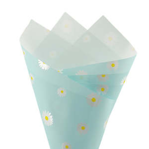 Pearlwrap Daisy Sheet 60cmx50cm (65mu) Pk/50 - Soft Green/White