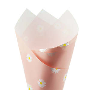 Pearlwrap Daisy Sheet 60cmx50cm (65mu) Pk/50 - Soft Pink/White