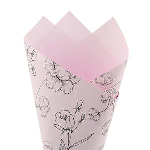 Pearlwrap Peony Flowers Sheet 60cmx50cm (65mu) Pk/50 - Soft Pink/Black