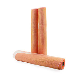 Synthetic Gold Thread Deco Mesh Roll 53cmx9m - Peach/Gold