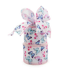 Oceans Ribbons: Polyester Butterfly Ribbon Woven Edge 63mmx9m - Multi