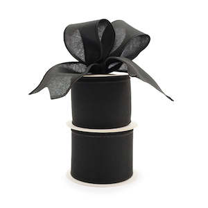 Fine Linen Ribbon Wire Edge 63mmx9m - Black