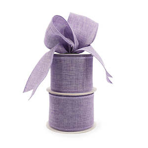Fine Linen Ribbon Wire Edge 63mmx9m - Soft Lilac