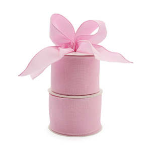 Fine Linen Ribbon Wire Edge 63mmx9m - Soft Pink