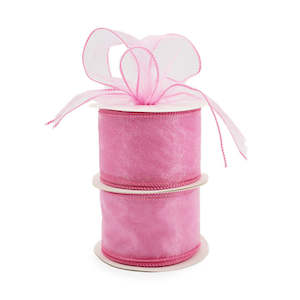 Organza Ribbon Wire Edge 63mmx9m - Pink