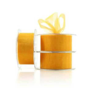 Oceans Ribbons: Organza Plain Ribbon Cut Edge 38mmx50m - Dandelion