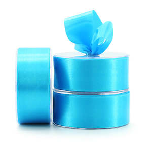 Oceans Ribbons: Nylon Satin Ribbon Woven Edge 38mmx25m - Turquoise