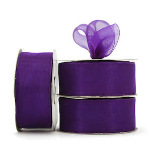 Oceans Ribbons: Organza Ribbon Woven Edge 38mmx45.7m - Purple