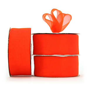 Oceans Ribbons Plain Fabric Ribbon: Organza Ribbon Woven Edge 38mmx45.7m - Orange