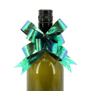 Oceans Ribbons Pullbows: Paua Look Pullbow 22mm Pk/100 - Sapphire/Lime