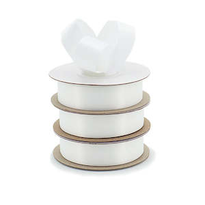 Recycled Polyester Double Face Satin Ribbon 25mmx25m - White