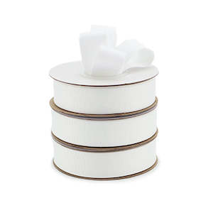 Oceans Ribbons Silk Ribbons: Recycled Polyester Grosgrain Satin Ribbon 25mmx25m - White