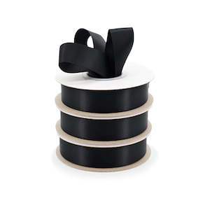 Recycled Polyester Double Face Satin Ribbon 25mmx25m - Black