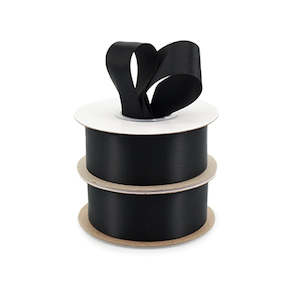 Recycled Polyester Double Face Satin Ribbon 38mmx25m - Black