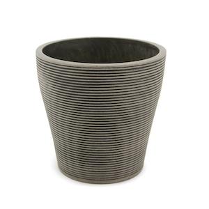 Stonefusion Flared Groove Pot Medium 15Diax15Hcm - Charcoal