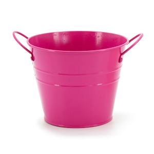 Tin Round Bucket w/Ear Handles Medium 15TDx10BDx12Hcm - Fuchsia