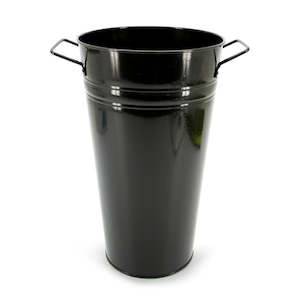 Tin V-Shape Bucket w/Ear Handles Large 22TDx15.5BDx37.5Hcm - Black (04-V9-BLA)