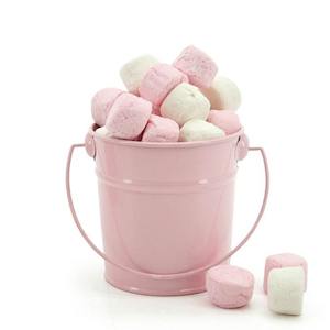 Tin Round Bucket w/Swing Handle Extra Tiny 9TDx7.7BDx8.3Hcm - Light Pink (04-1)