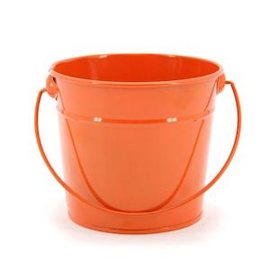 Tin Round Bucket w/Swing Handle Small 12TDx9.5BDx11Hcm - Orange (04-12)