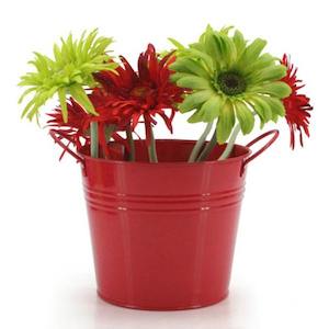 Tin Round Bucket w/Ear Handles Medium/Long 18TDx14BDx15.5Hcm - Red (04-13-LARGE)