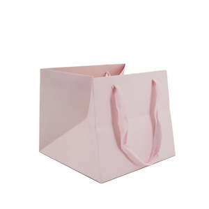 Flower Carrier Bag w/Handles 20Sqx18Hcm Pk/10 - Soft Pink