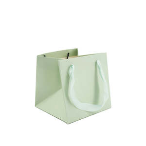 Oceans Boxes Bags Flower Bags: Flower Carrier Bag w/Handles 15Sqx15Hcm Pk/10 - Soft Green