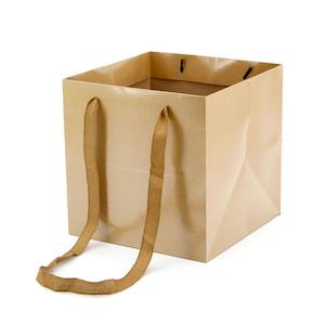 Oceans Boxes Bags Flower Bags: Flower Carrier Bag w/Handles Small 22Sqx22Hcm Pk/10 - Natural