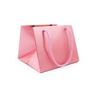 Oceans Boxes Bags Flower Bags: Matt Coloured Square Bag w/Handles 17Sqx14Hcm Pk/10 - Dusty Pink