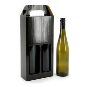 Oceans Boxes Bags Liquor Boxes Bags: Wine Bottle Gift Box Double 16.5Wx8Dx33Hcm Pk/10 - Black