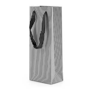 Stripe Wine Bag w/Handles Single 12.5Wx32Hx8Gcm Pk/10 - White/Black