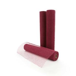 Oceans Fabric Floral Wrap Natural: Natural Jute Mesh 53cmx9m - Burgundy