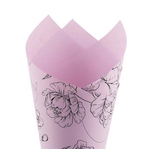 Oceans Fabric Floral Wrap Pearlwrap: Pearlwrap Peony Flowers Sheet 60cmx50cm (65mu) Pk/50 - Icy Lilac/Black