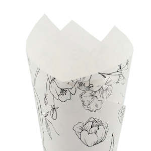 Pearlwrap Peony Flowers Sheet 60cmx50cm (65mu) Pk/50 - White/Black