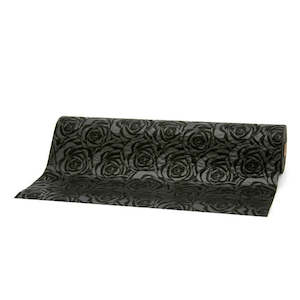 Oceans Fabric Floral Wrap Vilene: Non Woven Embossed Rose Roll 50cmx20m - Black