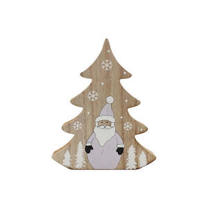 Christmas: Nordic Wooden Xmas Tree Stand 12.3Lx1.5Wx15.2Hcm - Natural