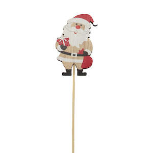 Nordic Wooden Xmas Santa Pick 5.2Wx8.5Hx30Lcm Pk/12 - Multi