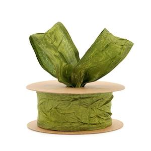 Christmas: Taffeta Ribbon Wire Edge 38mmx10m - Moss