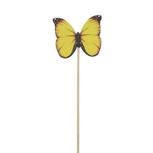 Nordic Wooden Printed Butterfly Pick 7Wx6Hx28Lcm Pk/12 - Yellow