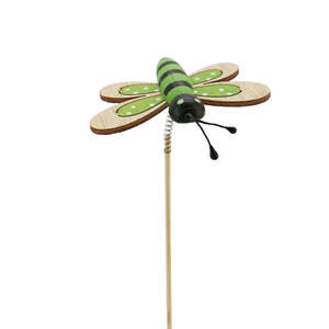 Nordic Wooden Printed Dragonfly Pick 8Wx5Hx28Lcm Pk/12 - Green/Black