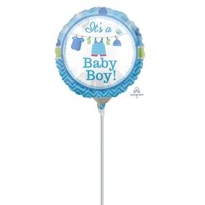 4" Rnd Shower With Love Boy - Light Blue