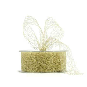 Metallic Silk Mesh Ribbon 38mmx20m - Gold