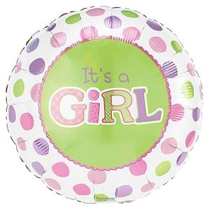 Oceans Balloons: 9" Rnd It's A Girl Dots - Lime/Light Pink