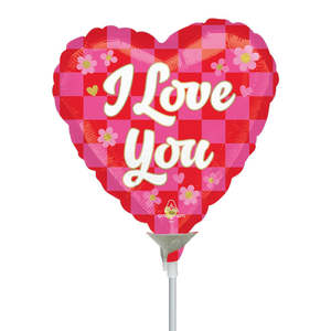 22cm (9”) Hrt I love You Checkerboard - Red/Multi
